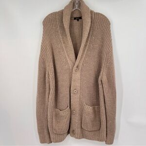Quince merino wool Men's Tan Shawl Collar Cardigan Sweater